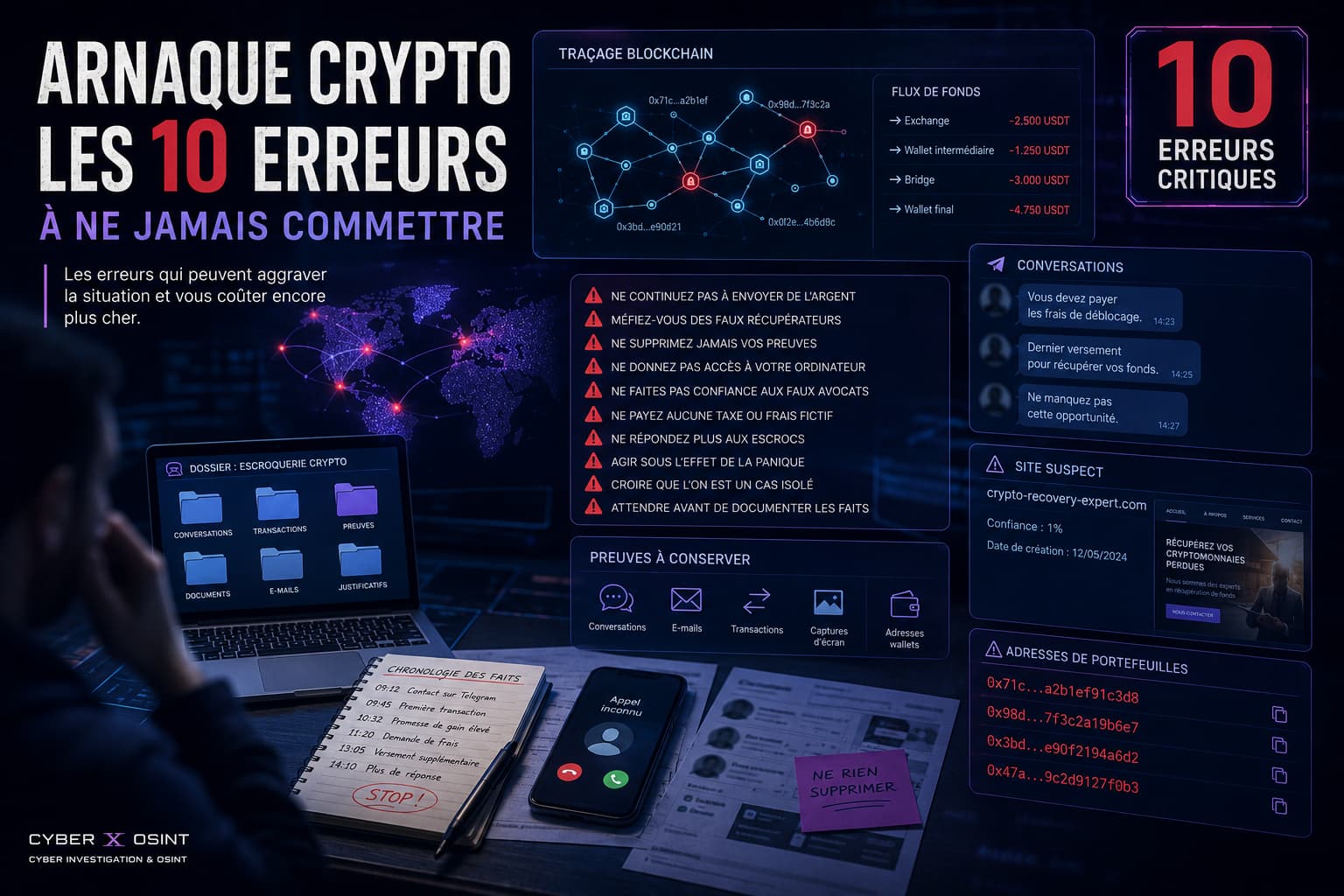Arnaque crypto : analyse des 10 erreurs critiques à ne jamais commettre après une escroquerie aux cryptomonnaies