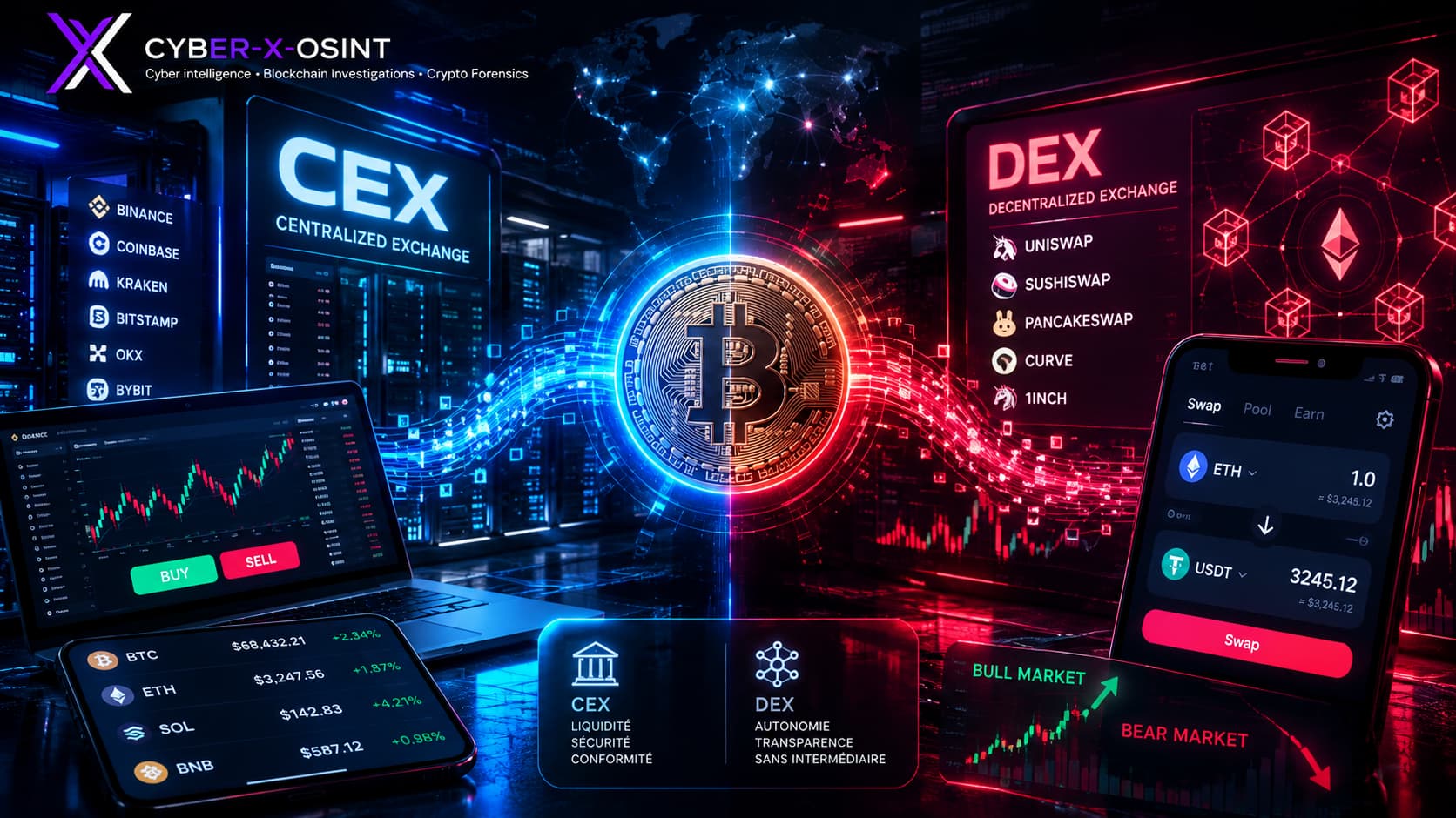 CEX et DEX pour les échanges de cryptomonnaies